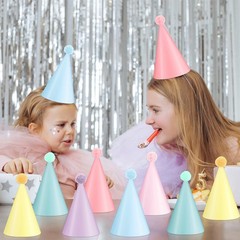 24 PCS Rainbow Party Hats Pastel Rainbow Themed Paper Hats Pastel Party Birth…