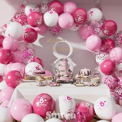 th Anniversary Balloons 3PCS 12Inch Latex Number Printed Balloons 1-9 8 Pink