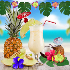 60Pcs Tropical Party Decorations Palm Leaves Hibiscus Flowers Luau Table Decor A