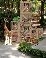 Jungle Safari Party Decorations – 10 Inch Jungle Theme Favor Boxes with Wild Ani
