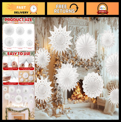18 Pcs Large 3D Paper Snowflakes – Winter Hanging Decor for Home & Party