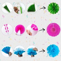 33 PCS Fiesta Party Decorations Mexican Hanging Paper Fans Rainbow Pom Poms