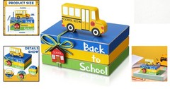 Rustic 4-Pc Wood Bus Centerpiece & Mini Book Set – Back to School Decor