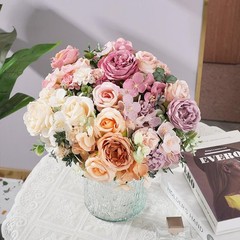 Artificial Flowers Fake Silk Peony Vases Flower Bouquets Home Room Decoration