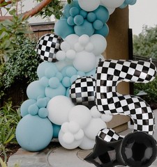 40 Inch Checkered Number Balloon 5 Black and White Race Car Birthday Balloons…
