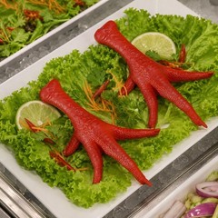 2PCS Artificial Chicken Feet Realistic Fake Food Props Display