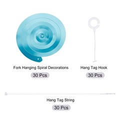 30 Pcs Light Blue Party Hanging Single Strip with Hang Tag String,Hook
