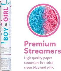 Gender Reveal Streamer Cannon | 6 Pack | 3 Blue and 3 Pink | Multicolor Strea…
