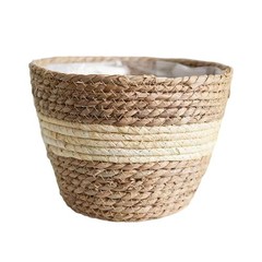 Lined Seagrass Wicker Basket Set 3 pcs 18cm 22cm 25cm for Indoor Outdoor Plants