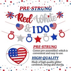 Red White and I Do Banner Independence Day 4 inches by 40 inches, Multi Color