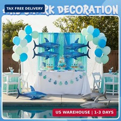 Inflatable Shark Birthday Party Decorations & Pool Toys – 4 Pack (2 Grey, 2 Blue