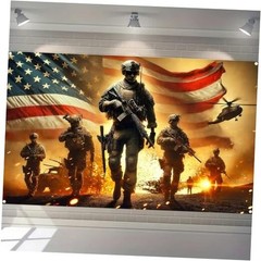 Patriotic Soldier Backdrop Banner 71 x 43 Inch 4th of July Patriotic Soldier#1