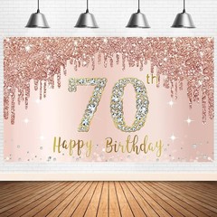 Exquisite 70th Birthday Banner, Rose Gold Decoration for Special Occasions