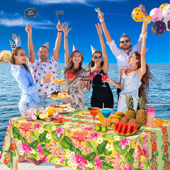 2 Pack Luau Party Decorations – Plastic Tablecloth for Hawaiian Theme Party Deco