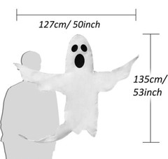 Halloween Hanging Ghost Decoration, 53» x 50» Large Spooky Outdoor Decoration