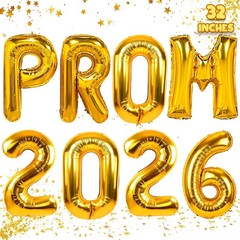 Elegant Gold Mylar PROM 2026 Balloons – 32 Inches of Joy for Your Celebration