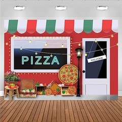 Pizza Shop Photography Background 1st Birthday Pizza Party Decor Backdrop 5X3FT