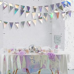 40Ft Iridescent Party Decorations Holographic Hanging Triangle Pennant Banner…