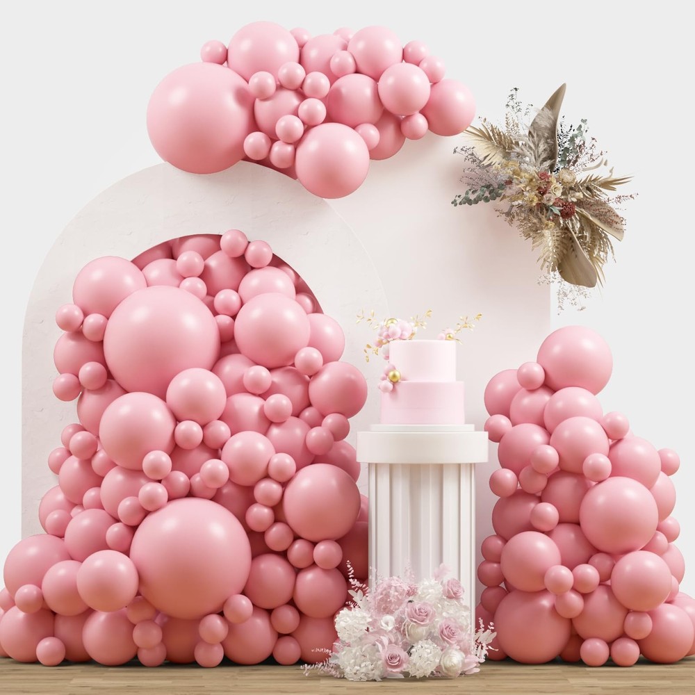 Light Pink Double Balloons Different Size 115Pcs 5/10/12/18″ Pink Balloon Arc…