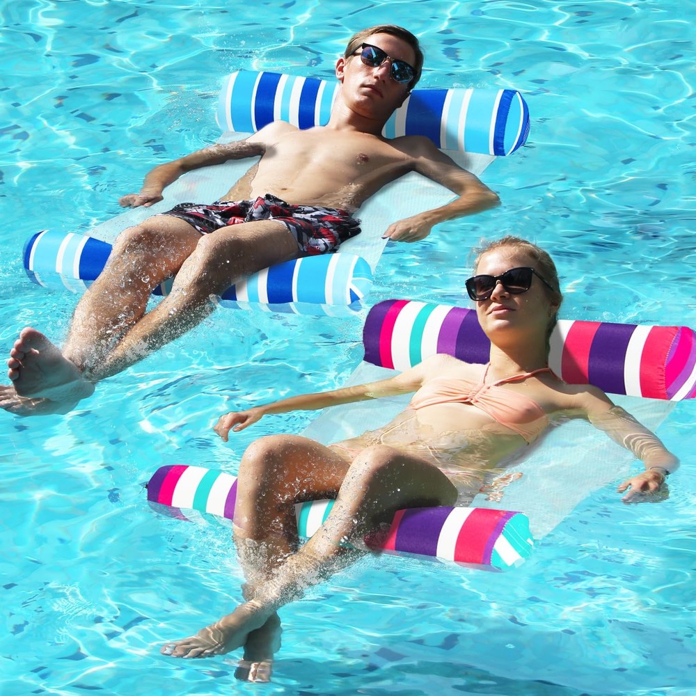 2 Pack Fabric Water Swimming Pool Floats Hammock, XL, Inflatable Multi-Purpos…