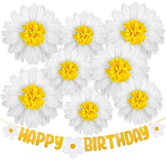 Daisy Tissue Paper Pom Poms Flower Wall Decorations Birthday Baby Shower