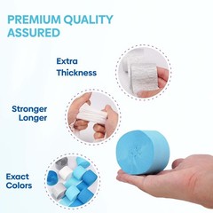 6 Rolls 492ft Crepe Paper, Light Blue, Silver, White, Streamers, Party Decor