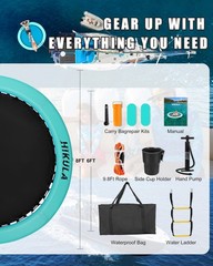 Inflatable Round Floating Ring – Water Hammock Dock, Sunmmer Mat Raft Platfor…