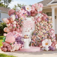 Spring Butterfly Birthday Party Decorations, 154Pcs Daisy Flower Pink Purple …
