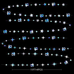 Iridescent 15Th Birthday Decorations Number 15 Circle Dot Twinkle Star Garland M