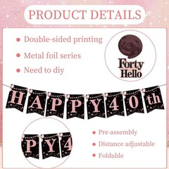 40th Birthday Decorations For Women Rose Gold 40 Year Old Birthday Banners Hangi