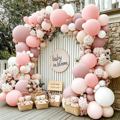 Pastel Pink White Balloon Arch Double Stuffed Light Pink White Sand Beige Cream
