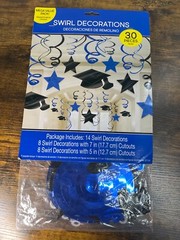 TWO pcks Graduation Party Decorations, Hanging Foil Swirl Set, Mortar Board