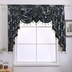 NAPEARL Halloween Black Waterfall Valance for Windows Luxury Gothic Valance C…