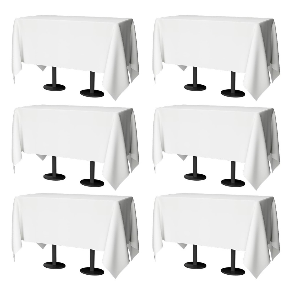 60×102 Table Cloth – 6 Pack Rectangular White Washable Stain and Wrinkle Resi…