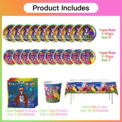 Birthday Party Supplies Set Plates Cups Tablecloth Napkins for Gorilla Tag Party