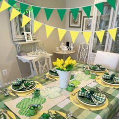 2 Pack Yellow Green Fabric Bunting Banner Pennant Hanging Party Decorations C…