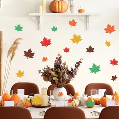 90 PCS Fall Maple Leaves Printed Glitter Paper Cutouts 3 Sizes Decor