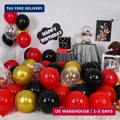 Red and Black Balloon, 60 Packs 12 Inch Red Black and Gold Balloon, Black Red Ba