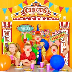 15 Pcs Circus Decorations Carnival Striped Awning Porch Banner Carnival Theme Di