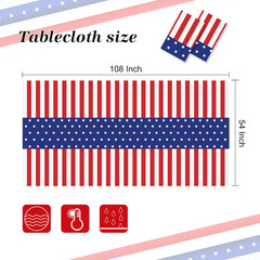 2 Pack Patriotic Tablecloths,Patriotic Decorations 54″ X 108″ Disposable America