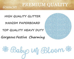 Pre-Strung Baby in Bloom Banner – Light Blue Glitter Baby in Bloom Baby Shower D