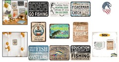 9PCS Fishing Party Decorations Wall Art for Boys Fish Theme Home Garden Yard
