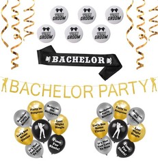Bachelor Party Decorations, (Gold Bachelor Banner, Bachelor Sash, 16 Funny Pa…