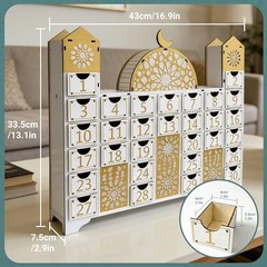 Ramadan Countdown Calendar – Wooden Mosque Advent Decor, Eid Gifts & Decorations