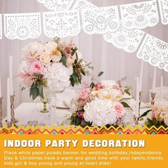 EggSun 6 Pack White Papel Picado Banner Mexican Party Wedding