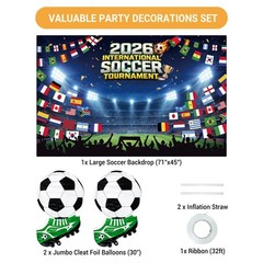 2026 Soccer Party Decorations Set, 71×45″ 71 x 45 inches, Multicolor