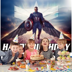 Captain America Birthday Decoration Party Supplies Backdrop Banner Vinyl