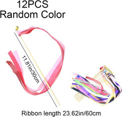 12 Piece Wands Wedding Streamers Fairy Sticks Ribbon Sticks with Bells
