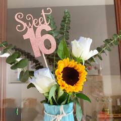 10-Pack Glitter Gold Double Sided Sweet 16 Birthday Anniversary Centerpiece Stic