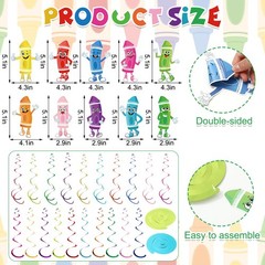 50 Pcs Colorful Crayon Hanging Decorations for Back to School Classroom Parties
